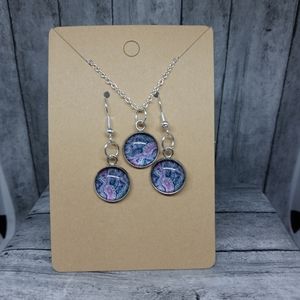 Handcrafted glass bead earrings and necklace set